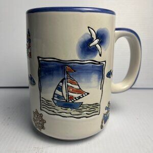 MCL Nautical Sailboat / Coastal Lighthouse, Large 20 oz ceramic mug